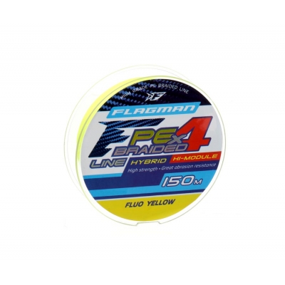Шнур FLAGMAN PE Hybrid F4 150m FluoYellow 0.16mm 9,1кг/20lb Шнур FLAGMAN PE Hybrid F4 150m FluoYellow 0.16mm 9,1кг/20lb